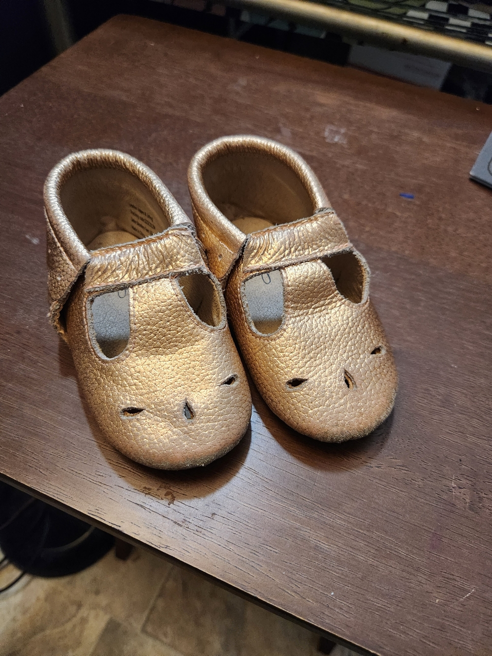 Monkey Feet Metallic Gold Mary Jane Baby Shoes